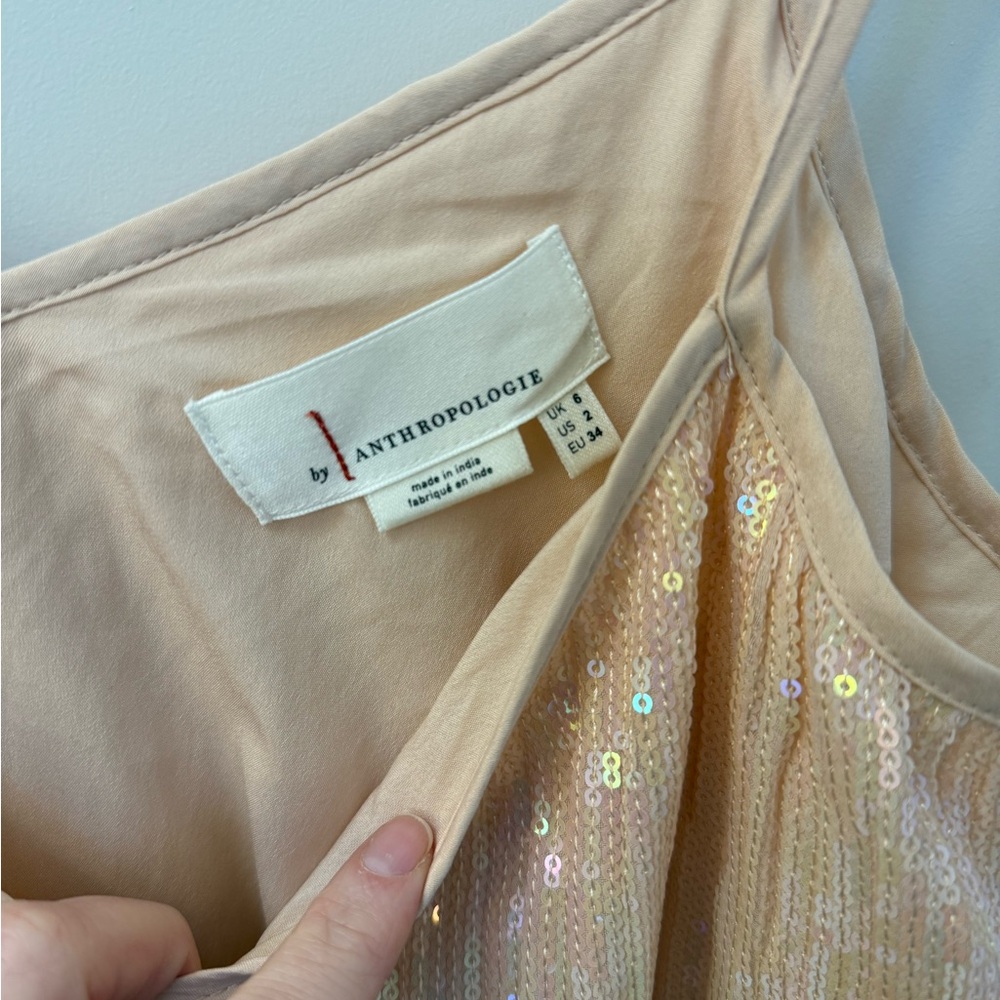 Anthropologie Peach Sequin Cami - Picture 3 of 4